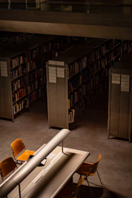 A long table with a bunch of books on it