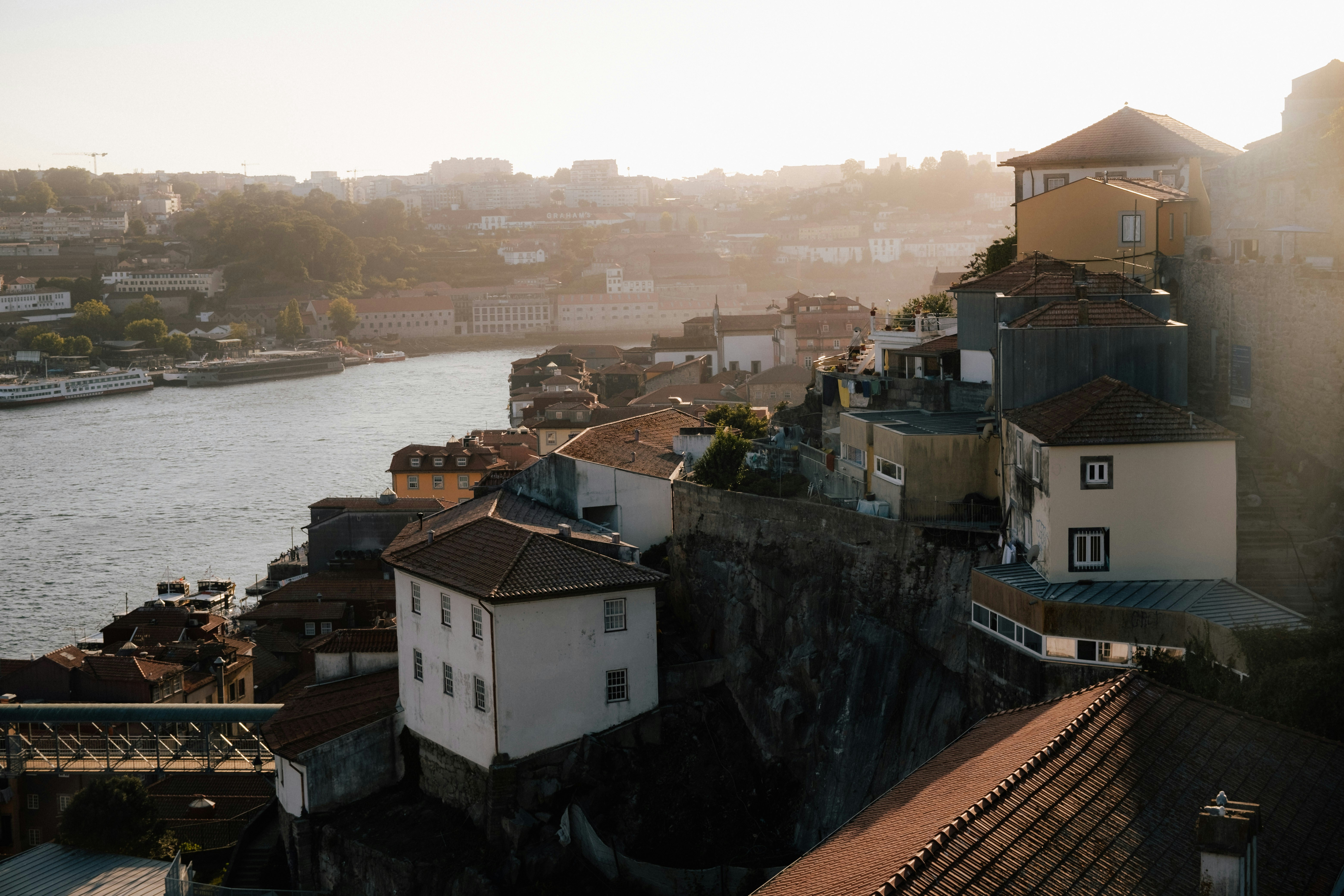 A view of a city with a river running through it