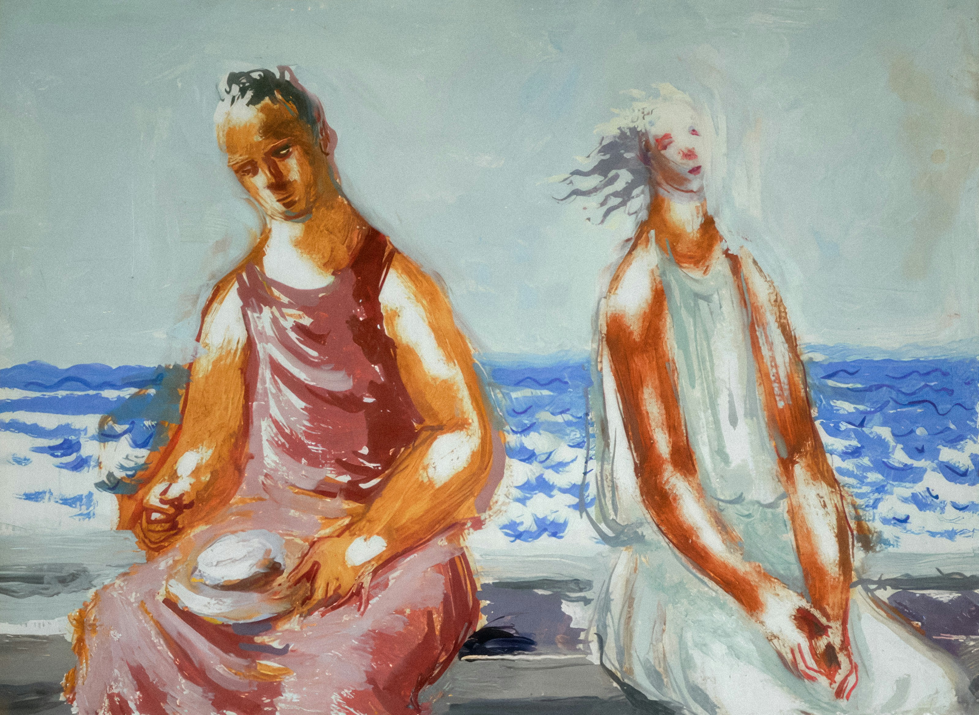 Two figures sit by the sea, provided by Europeana on Unsplash