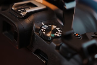 A close up of a camera with a blurry background