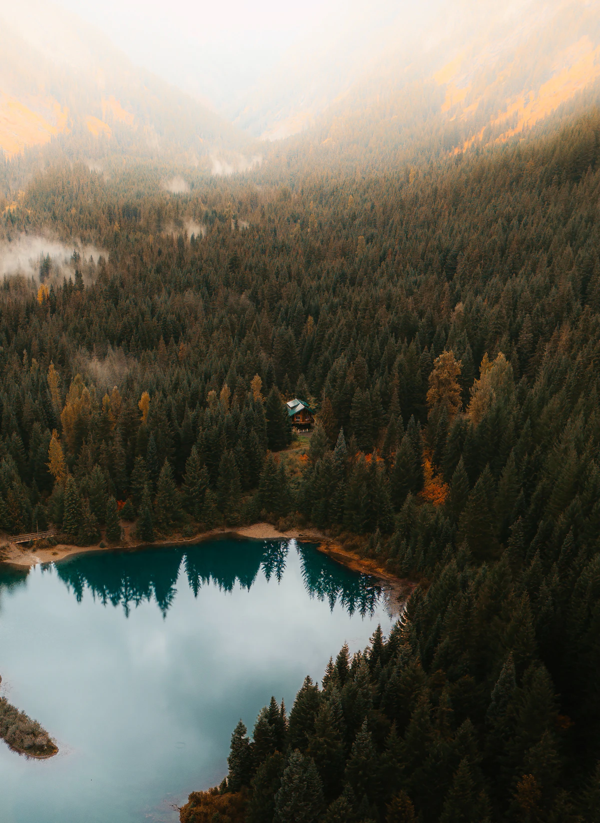 Aerial view of a remote northern Manitoba lake surrounded by forest