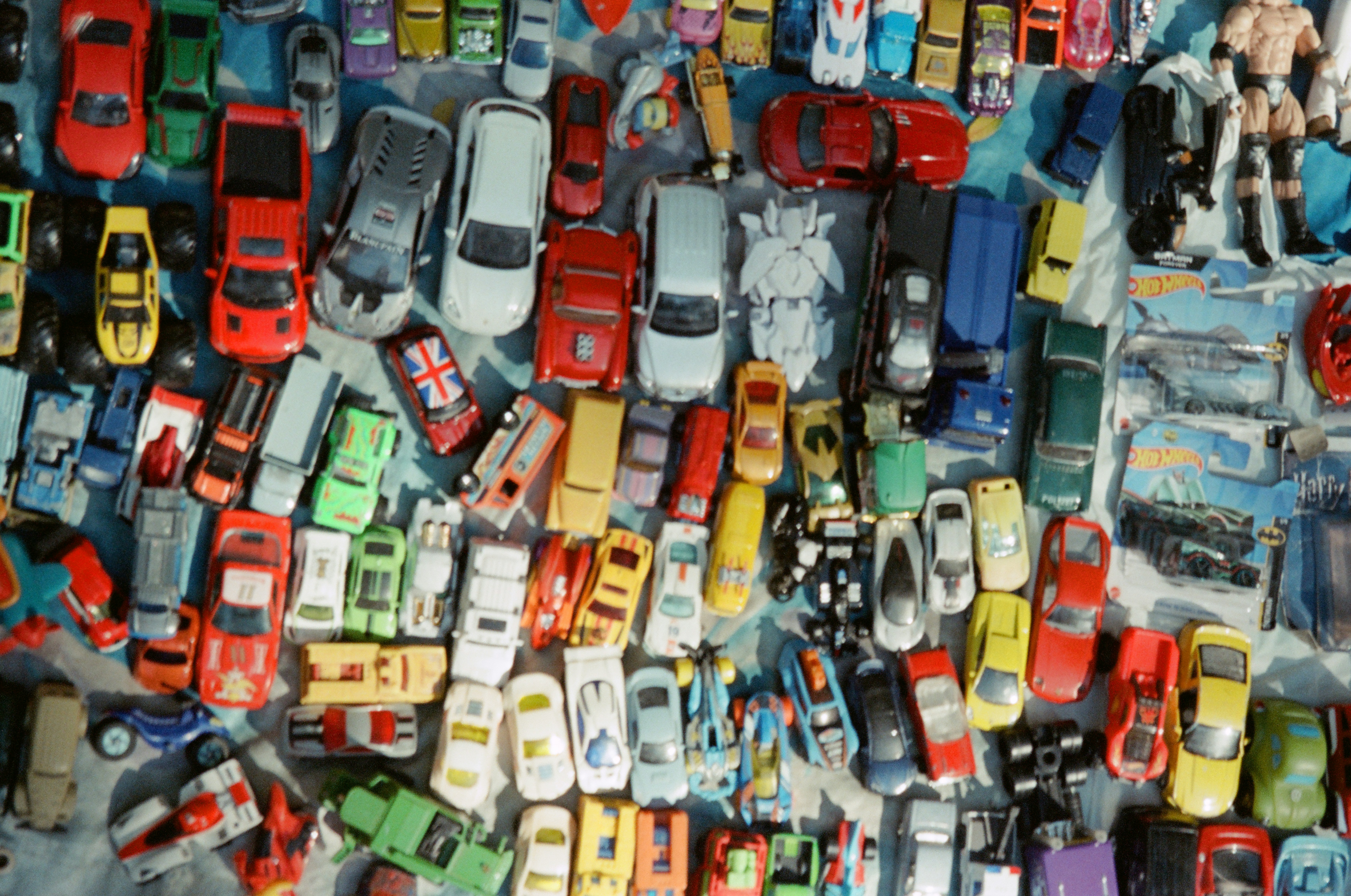 A large amount of toy cars on display