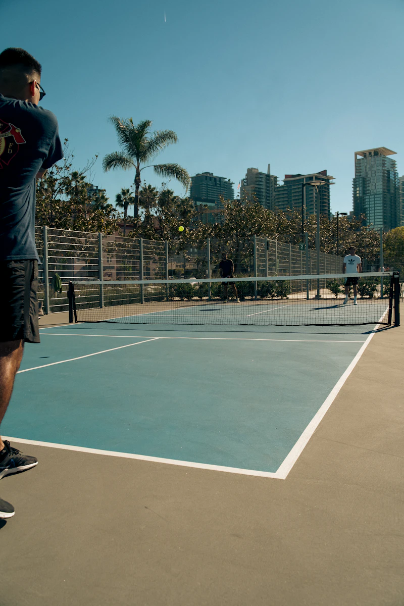 A TYPTI ball resting on the court