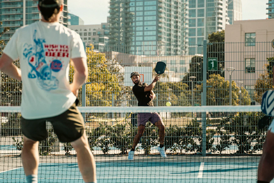 Stock photo: outdoor pickleball game play