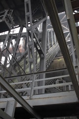A view of a metal structure from below
