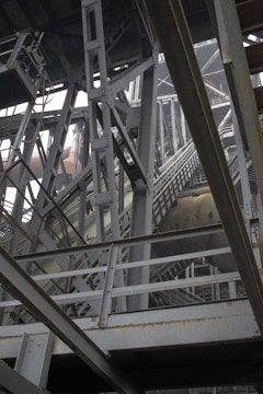 A view of a metal structure from below