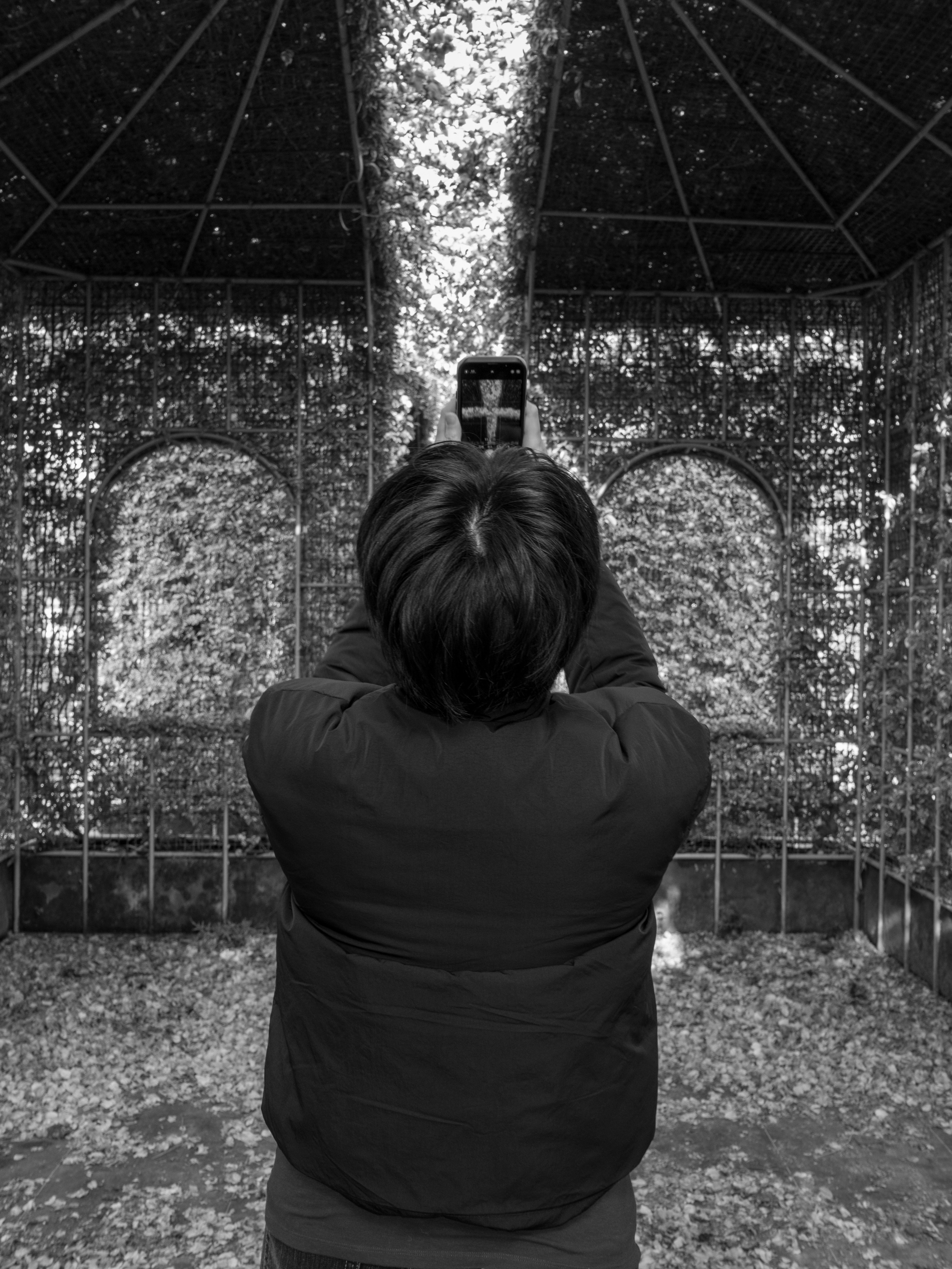 Una persona tomando una foto de una pared con un teléfono celular