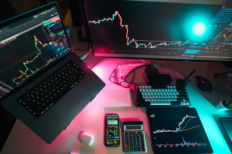 Financial chart showing a declining trend line representing drawdown in a trading account