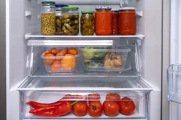 A refrigerator filled with lots of different types of food