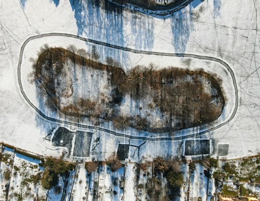 The frozen ponds from the air — Telč, Czech Republic