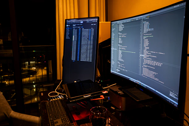 A man sitting in front of a computer monitor