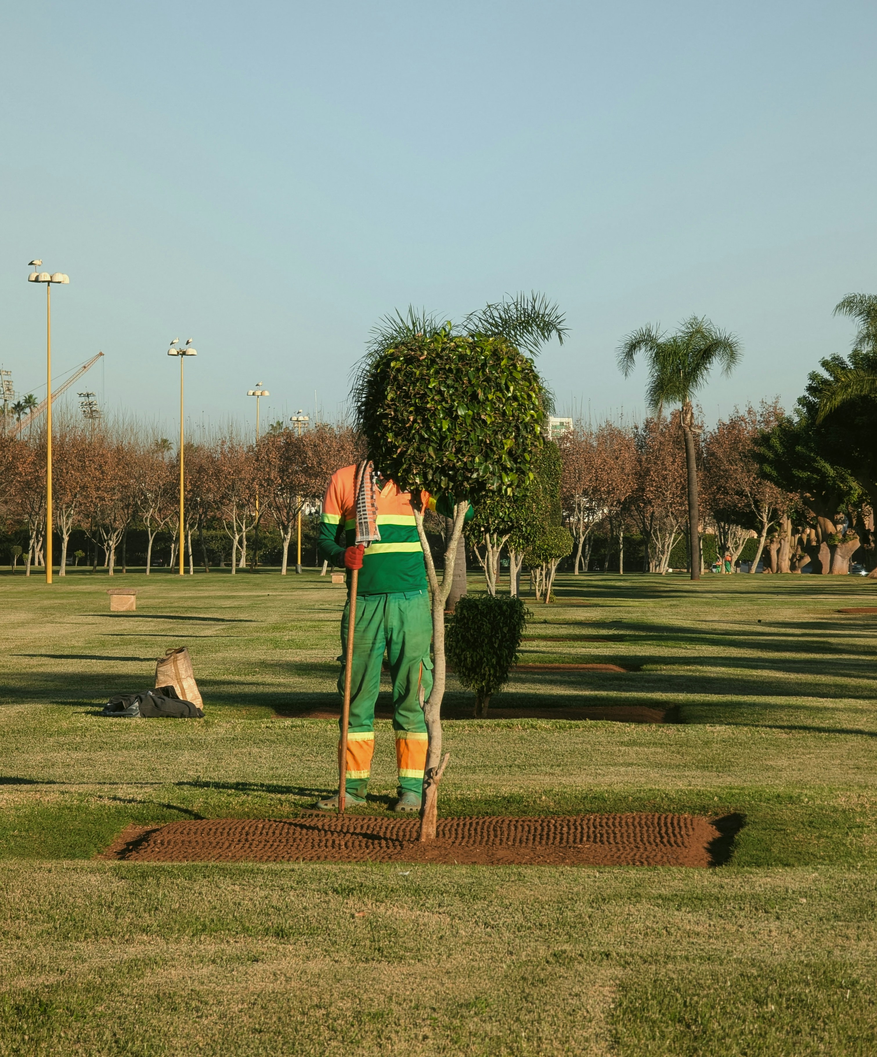 Ein Athlet übt Beinarbeit mithilfe von Hütchen.
