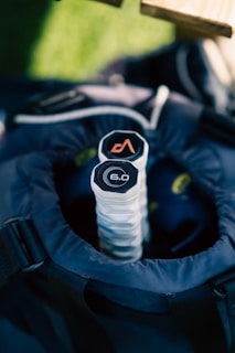 A close up of a bag with a frisbee in it