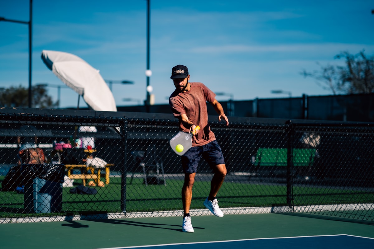 Pickleball players at resort