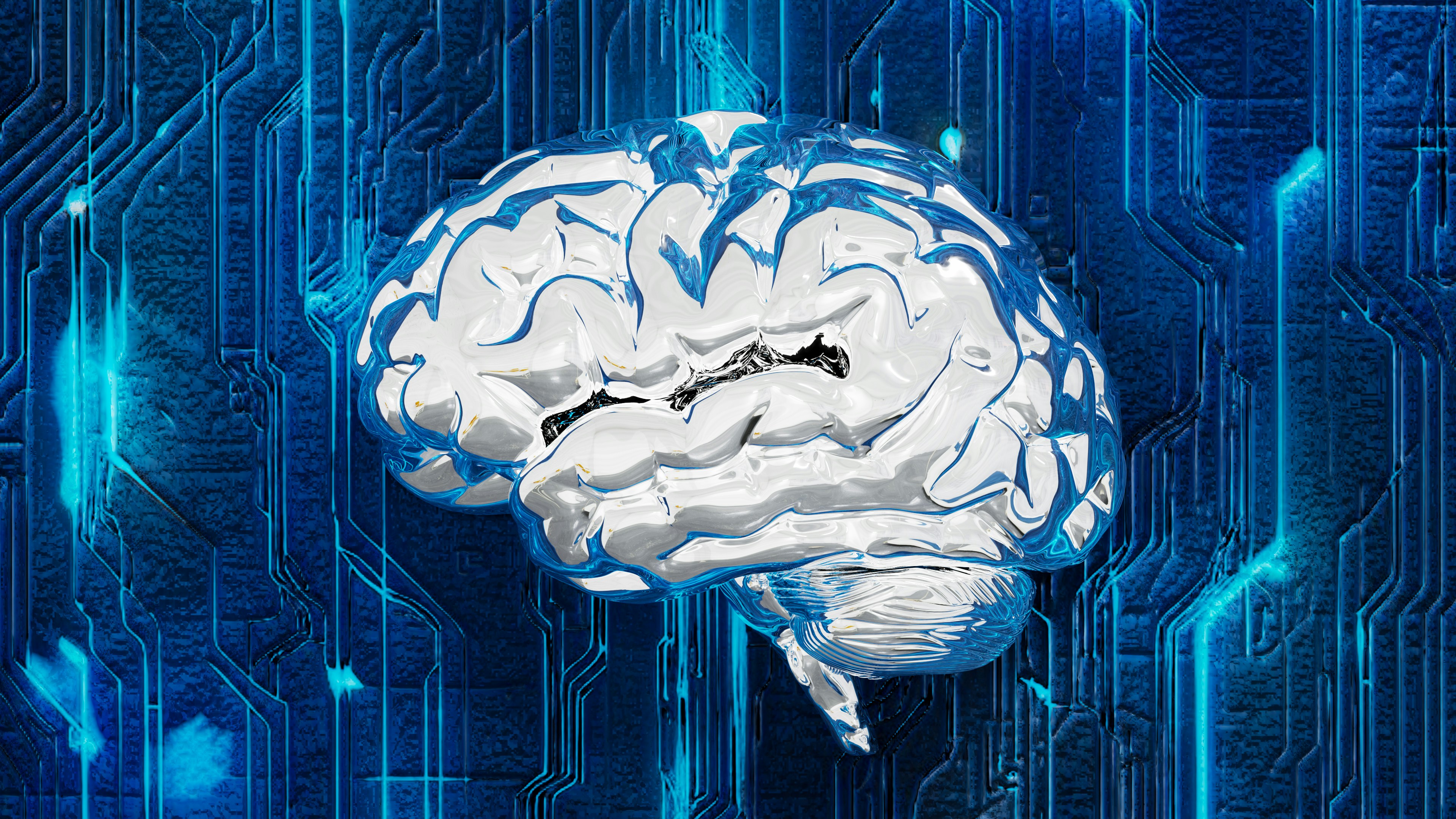 Alt text: Computer circuit board with a brain illustration representing Branimo AI technology