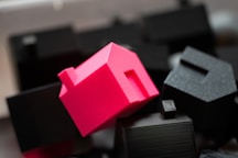 A group of black and pink objects sitting on top of a table