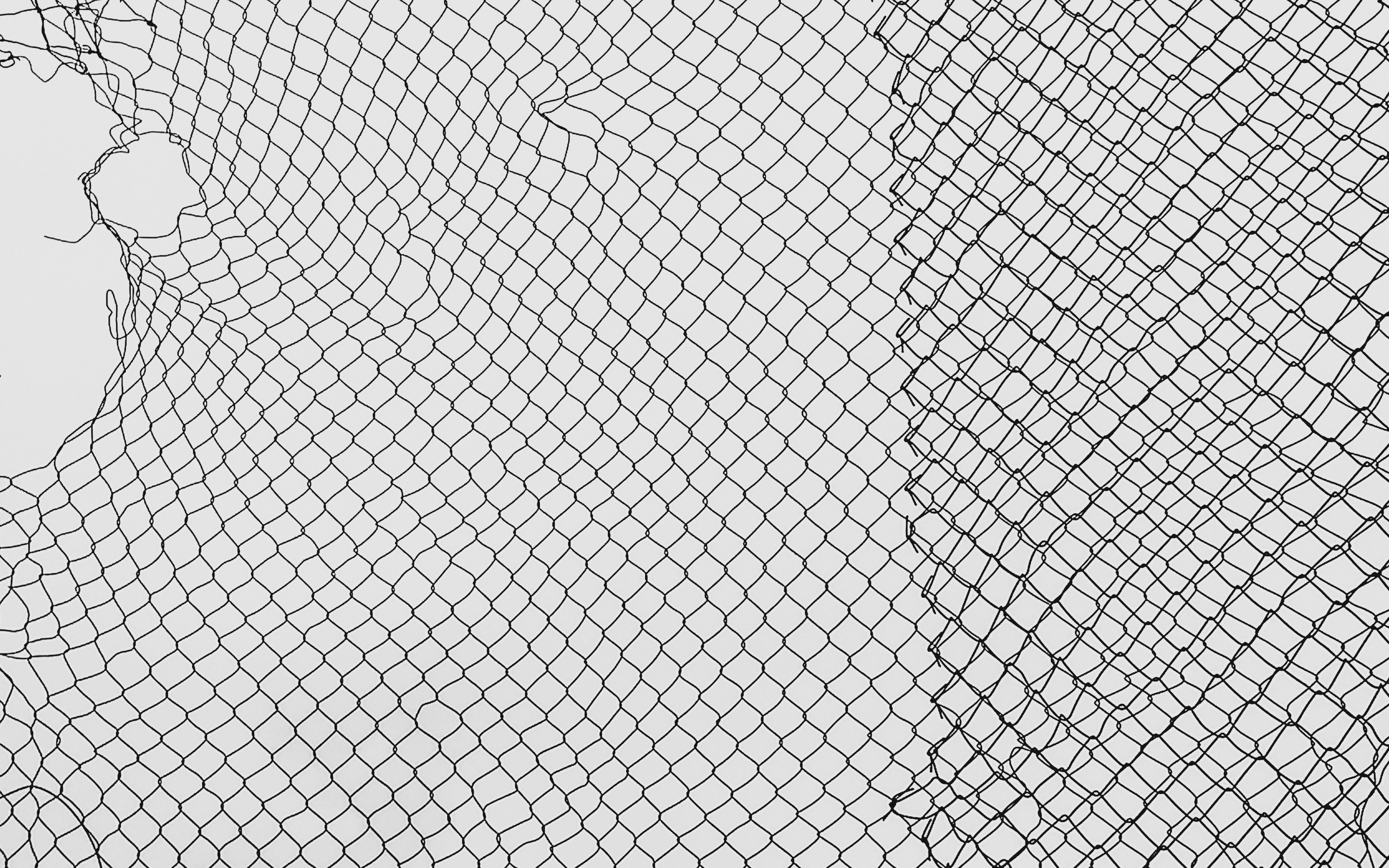 A black and white photo of a piece of wire mesh