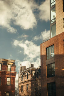 A view of some buildings from the street