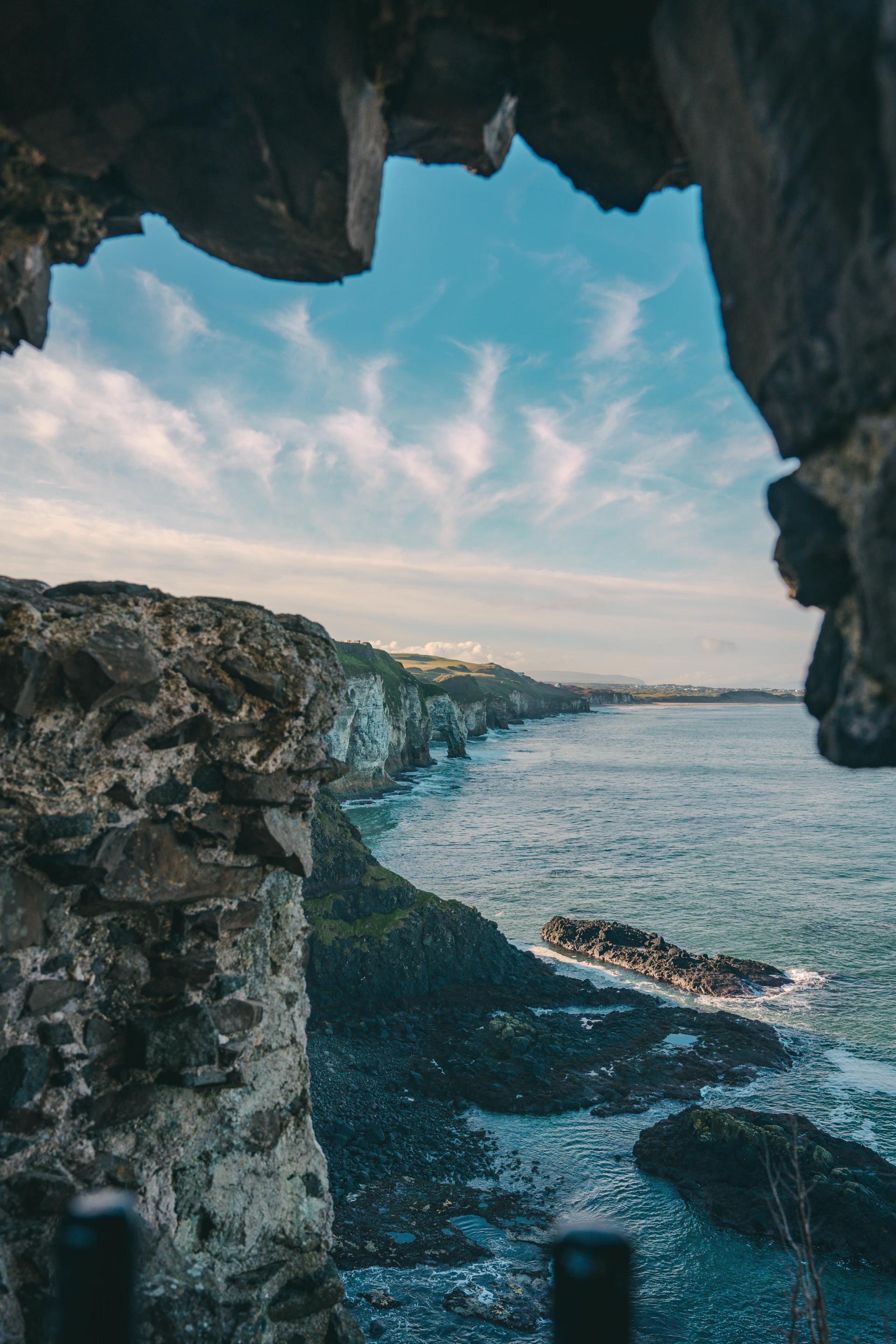 A view of the ocean from inside a cave