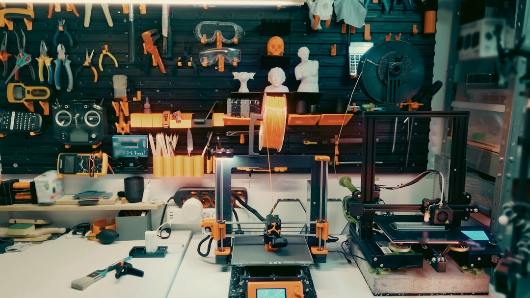 A room filled with lots of tools and equipment, 3d printer prototype creation tools wall