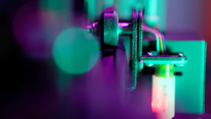 A close up of a machine with a blurry background