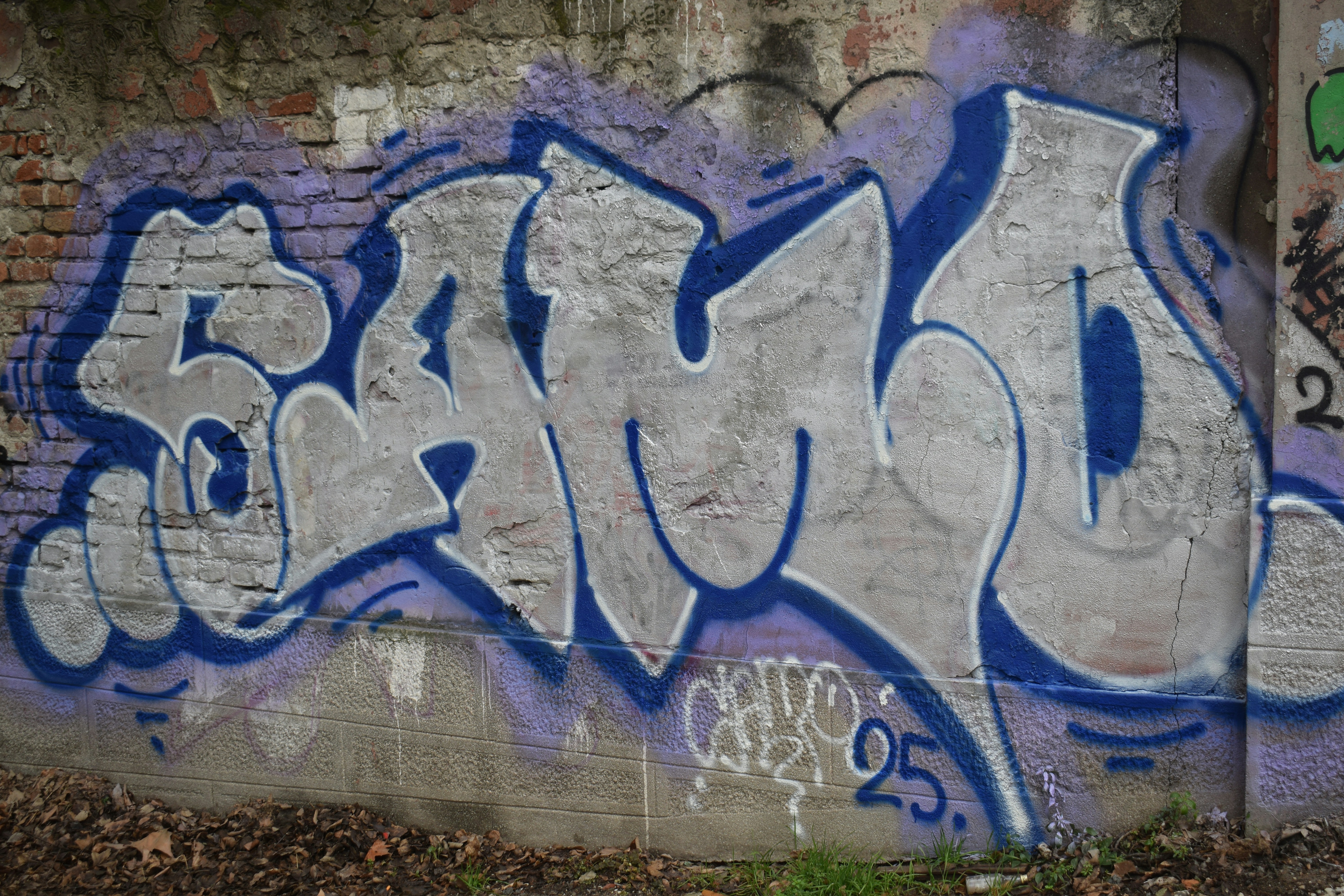 A wall with graffiti on it and a green fire hydrant