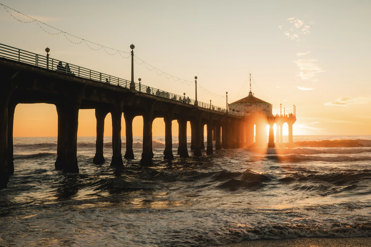 Manhattan Beach pier at sunset