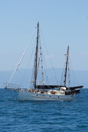 A sailboat in the middle of the ocean