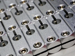 A close up of a bunch of batteries