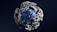 A blue ball is in a metal structure