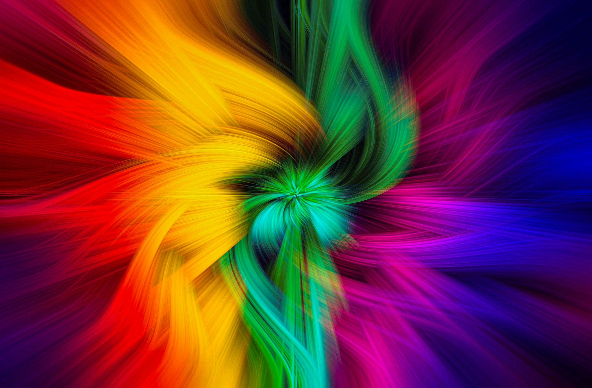 A multicolored flower with a black background