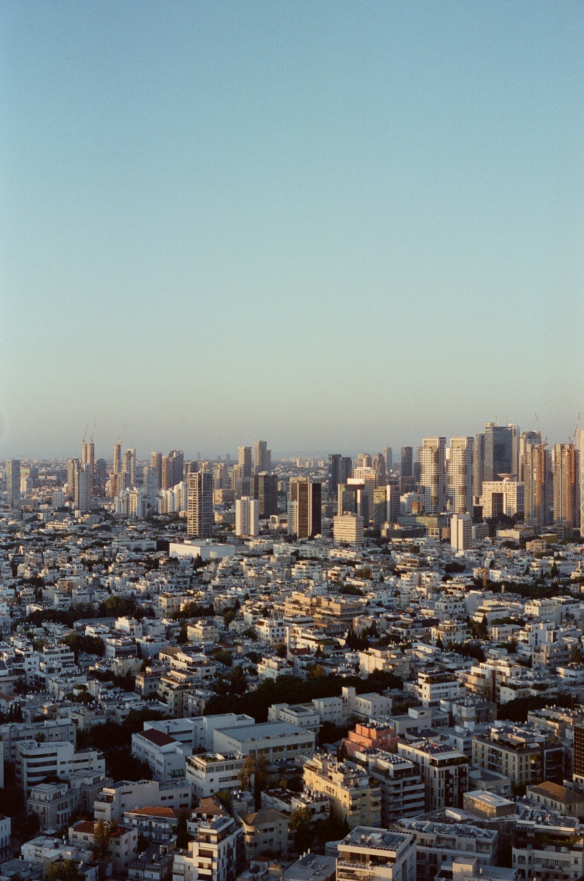 A view of a city from a tall building