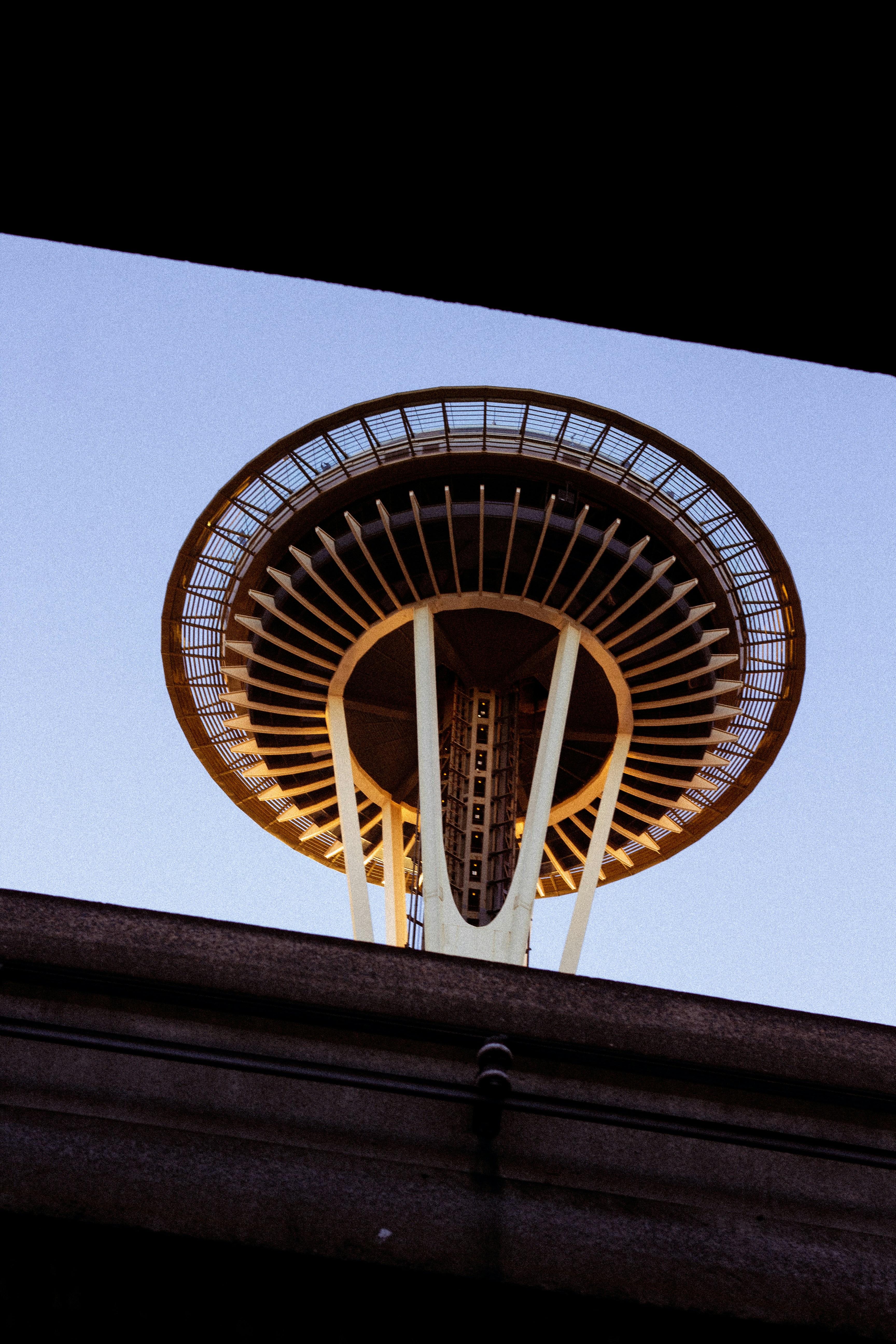 A view of the space needle from a window
