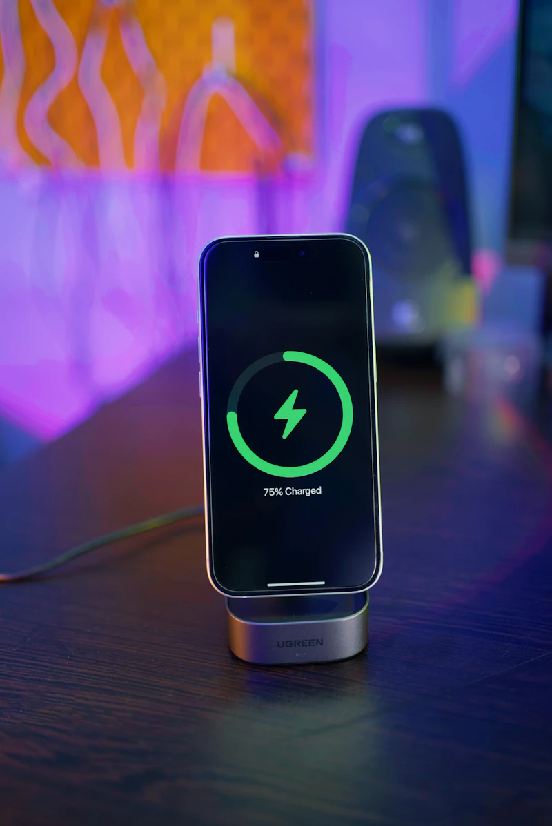 phone on wireless charging pad
