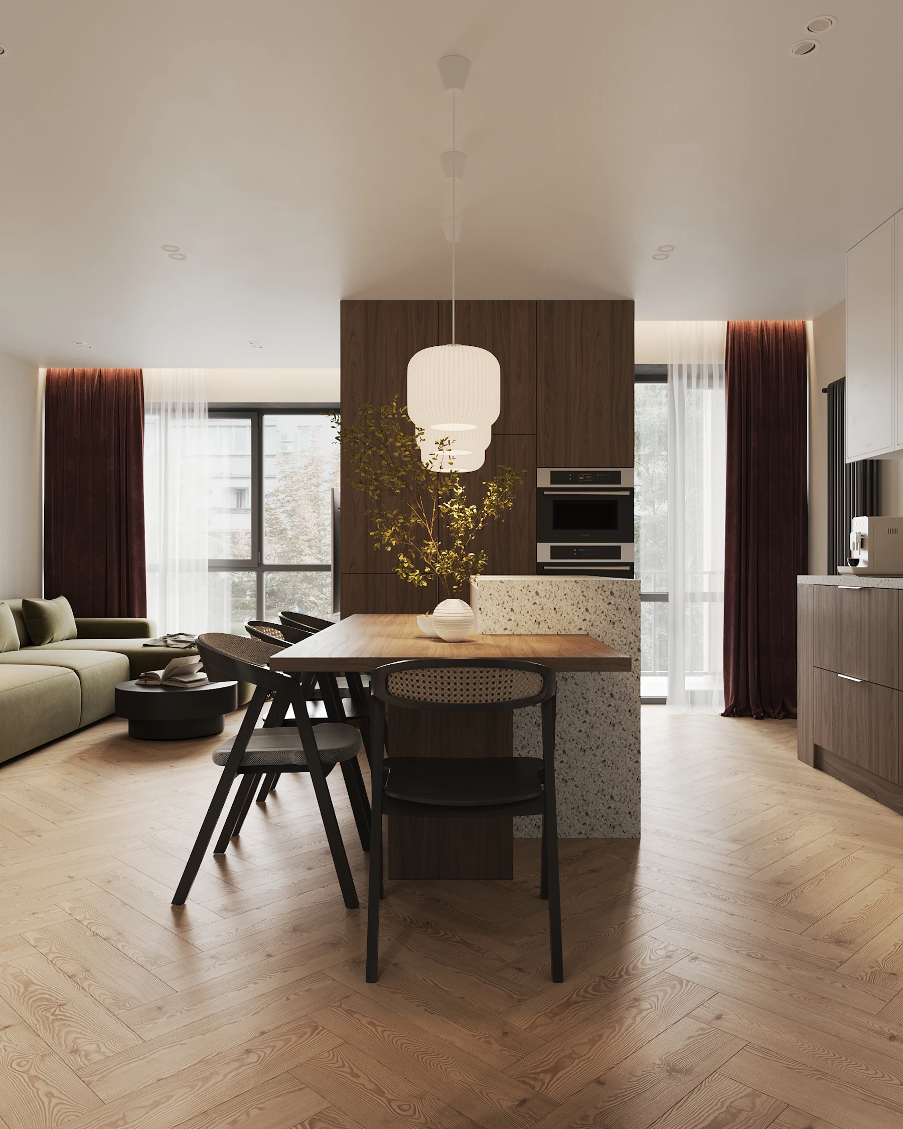 Open-plan living room and kitchen by Fitcore