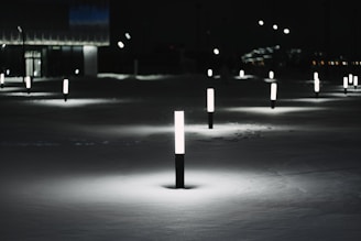 A bunch of lights that are in the dark