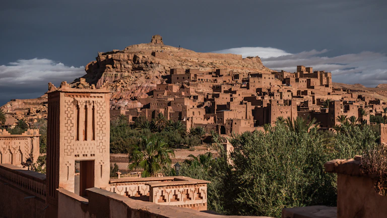 A view of a village in the desert