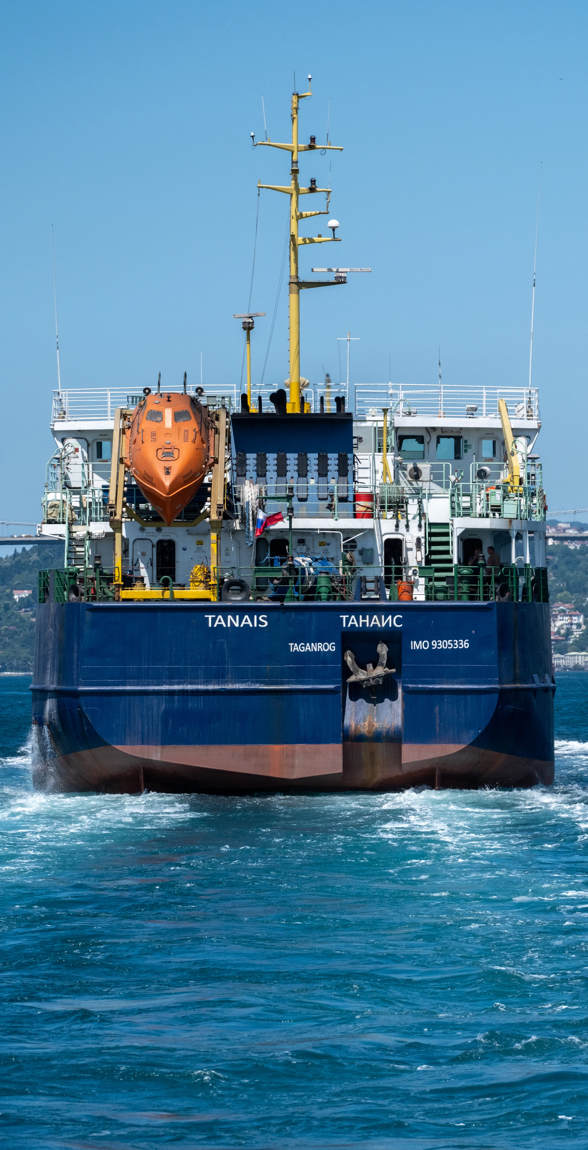 A large boat in the middle of the ocean