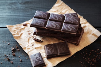 A pile of chocolate sitting on top of a piece of paper