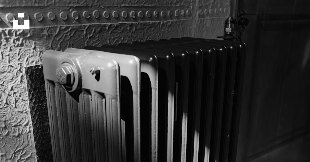 A black and white photo of a radiator photo – Free Interior Image on ...