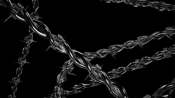 A black and white photo of a chain link fence