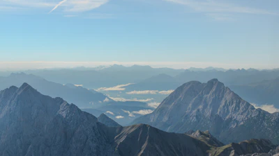 A view of mountains from the top of a mountain
