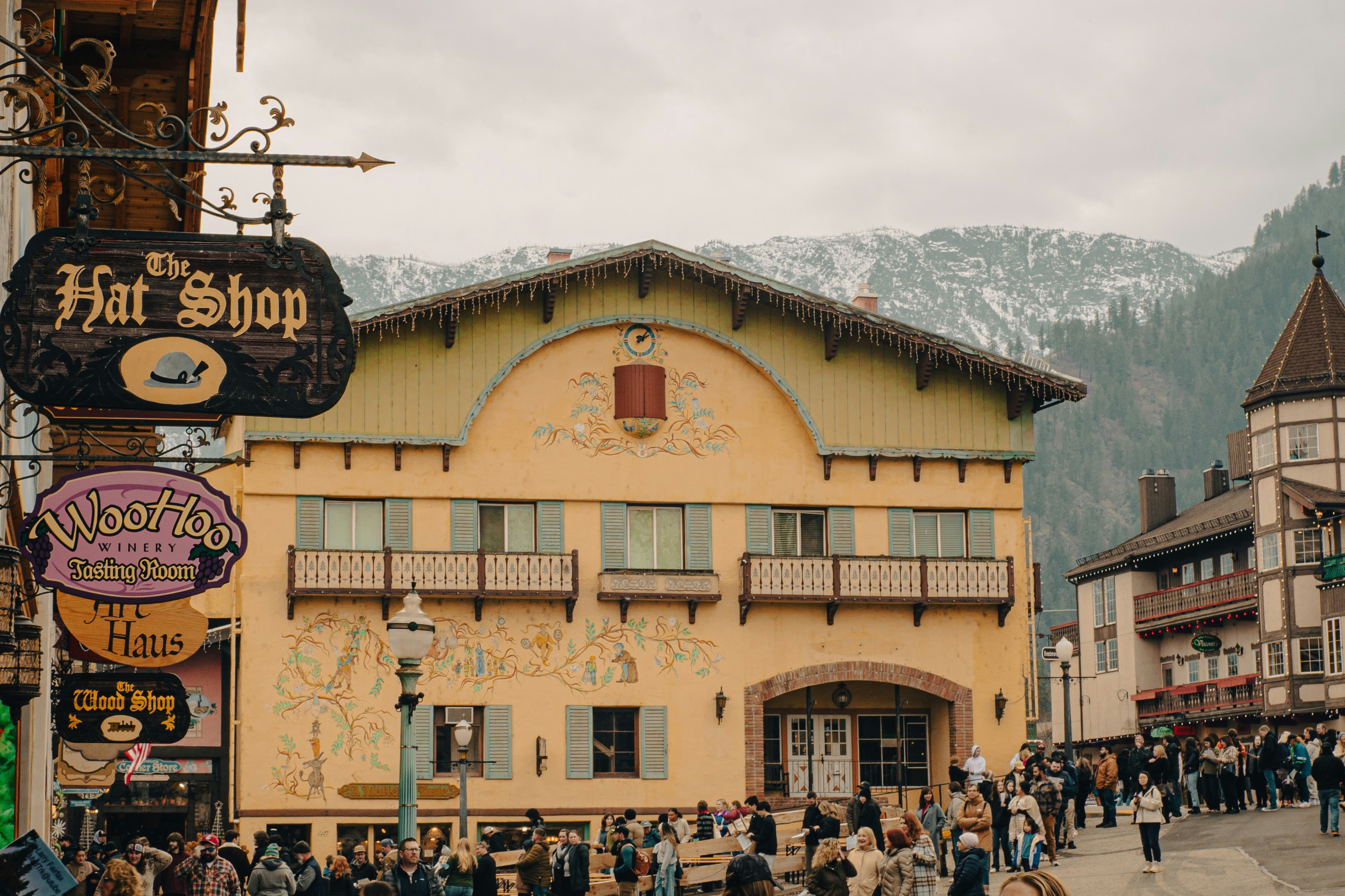 A large group of people walking around a town