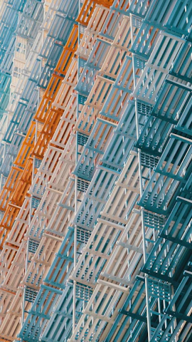 A close up of a building made of metal bars