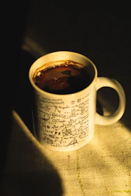 A cup of coffee sitting on top of a table