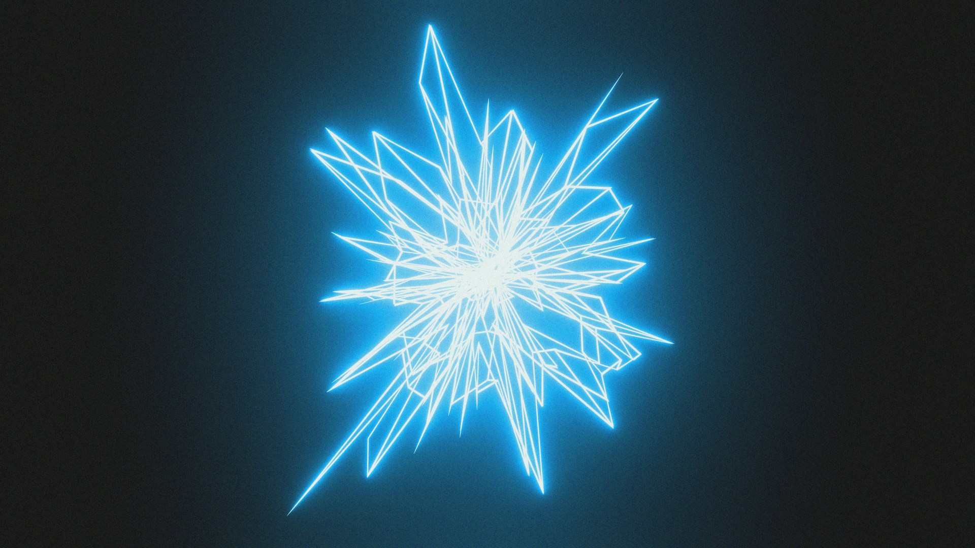 A blue snowflake on a black background