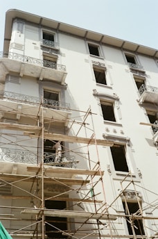 A tall building with scaffolding around it