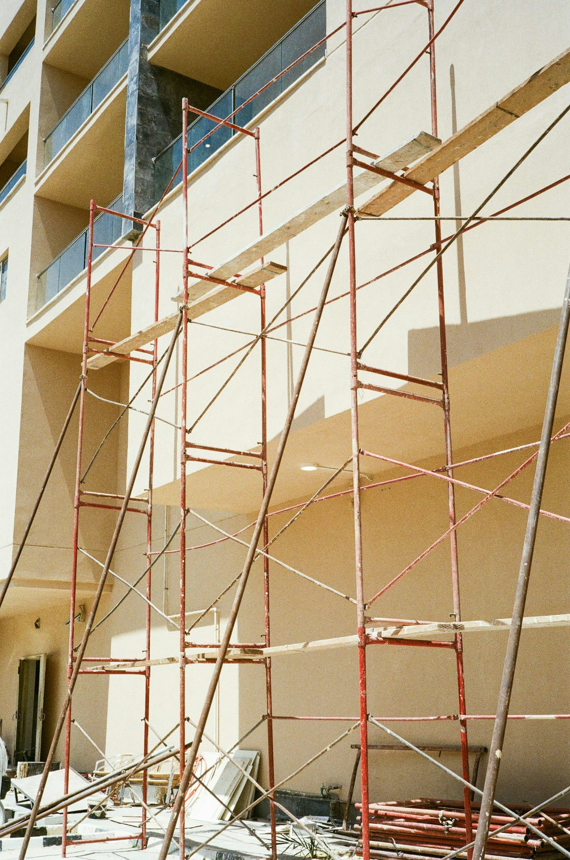 A large building with scaffolding around it