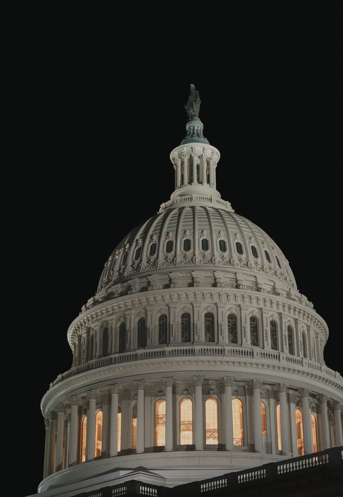 United States Capitol Dome illuminated at night, Washington D.C.