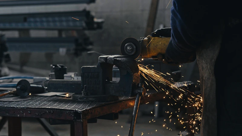 Machinist working precision metalwork for hardware components